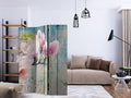 Room Divider - Pink Flowers on Wood [Room Dividers]