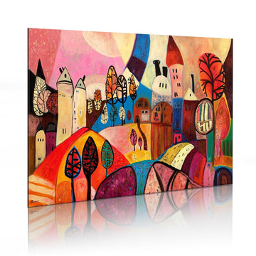 Handmade painting - Colourful village