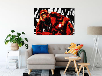 Canvas Print - Pop Art Monkey (1 Part) Narrow Red