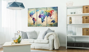 Canvas Print - Rainbow Map (triptych)