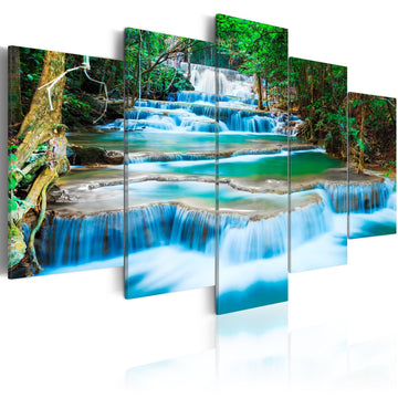 Canvas Print - Blue Waterfall in Kanchanaburi, Thailand