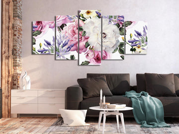 Canvas Print - Rose Composition (5 Parts) Wide Colourful