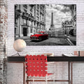 Canvas Print - Car in Paris (1 Part) Red Wide