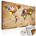 Decorative Pinboard - World Map: Brown Elegance [Cork Map]