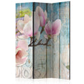 Room Divider - Pink Flowers on Wood [Room Dividers]