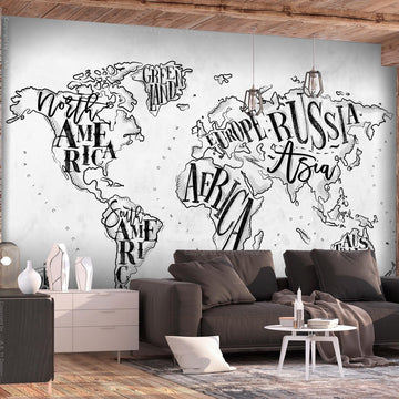 Wallpaper - Retro Continents (Grey)