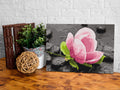 DIY canvas painting - Pink Flower and Stones