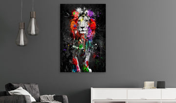 Canvas Print - Colourful Animals: Lion (1 Part) Vertical