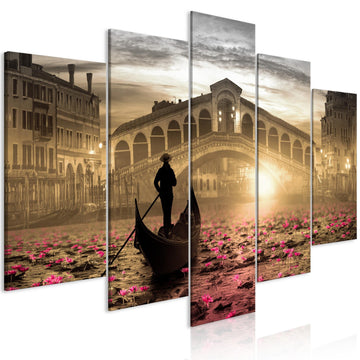 Canvas Print - Magic Venice (5 Parts) Wide Orange