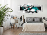 Canvas Print - Shiny Stones (5 Parts) Wide Turquoise