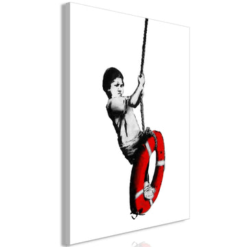 Canvas Print - Banksy: Boy on Rope (1 Part) Vertical