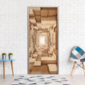 Photo wallpaper on the door - Wooden Tunnel