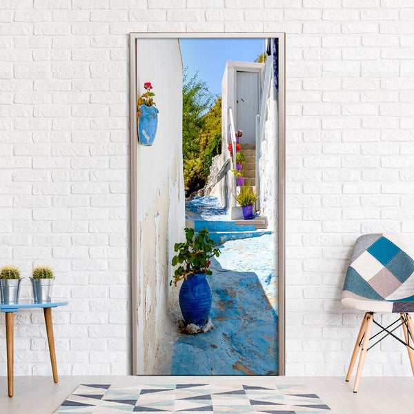 Photo wallpaper on the door - Blue Alley