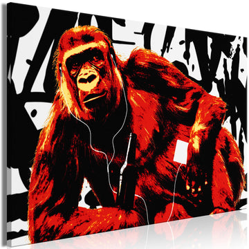 Canvas Print - Pop Art Monkey (1 Part) Narrow Red