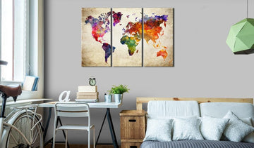 Canvas Print - The World's Map in Watercolor