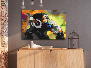 DIY canvas painting - Monkey In Headphones (Multi Colour)