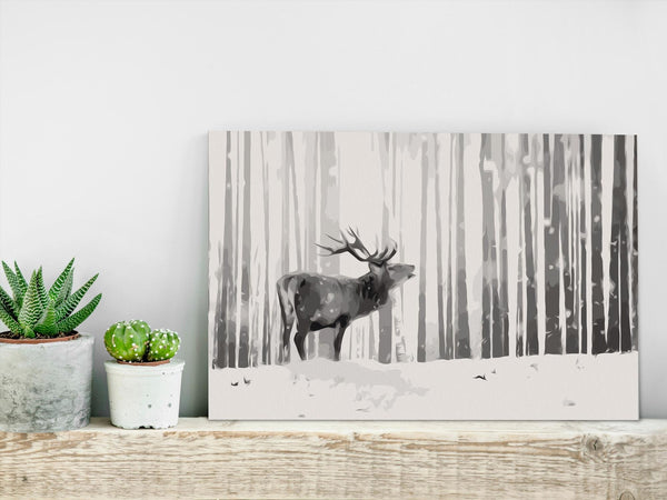 DIY canvas painting - Deer in the Snow