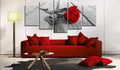 Canvas Print - Rose on Wood (5 Parts) Wide Red