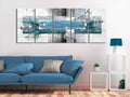 Canvas Print - Mysterious Mechanism (5 Parts) Narrow Blue