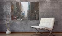 Canvas Print - Rainy city behind the glass