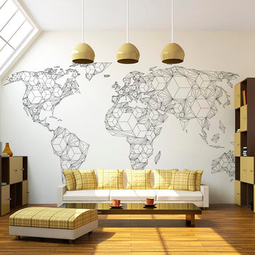 Wallpaper - Map of the World - white solids