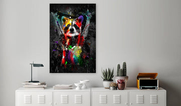 Canvas Print - Colourful Animals: Racoon (1 Part) Vertical