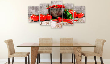 Canvas Print - Red Vegetables (5 Parts) Concrete Wide