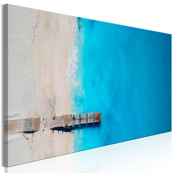 Canvas Print - Sea and Wooden Bridge (1 Part) Narrow Blue