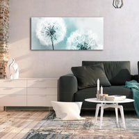 Canvas Print - Fluffy Dandelions (1 Part) Blue Wide