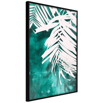 Poster - White Palm on Teal Background