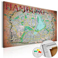 Decorative Pinboard - Hamburg [Cork Map]