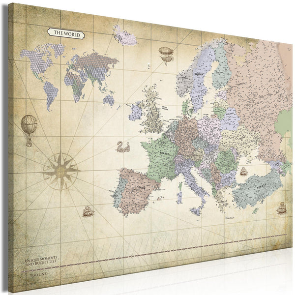 Canvas Print - Map of Europe (1 Part) Wide