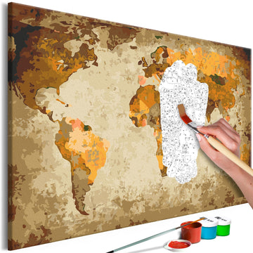 DIY canvas painting - Brown World Map