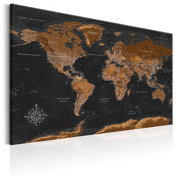 Canvas Print - Brown World Map (PL)