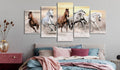 Canvas Print - Flock of Horses (5 Parts) Wide