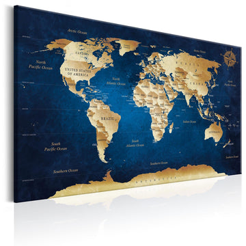 Canvas Print - World Map: The Dark Blue Depths