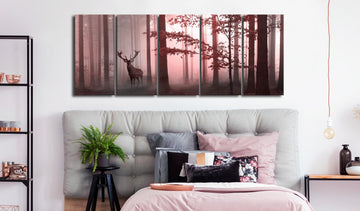 Canvas Print - Morning (5 Parts) Narrow Pink