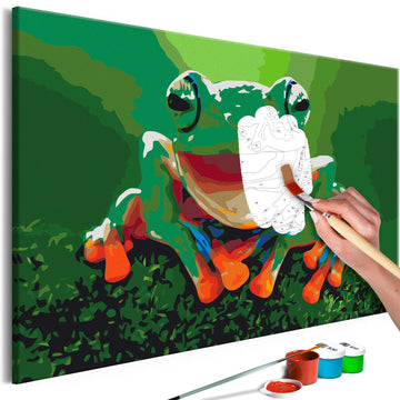 DIY canvas painting - Laughing Frog