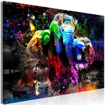 Canvas Print - Colorful Elephants 1 Part Wide