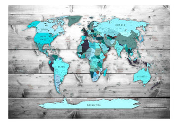 Self-adhesive Wallpaper - World Map: Blue Continents