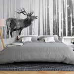 Self-adhesive Wallpaper - Deer in the Snow (Black and White)