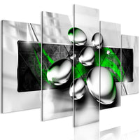 Canvas Print - Shiny Stones (5 Parts) Wide Green