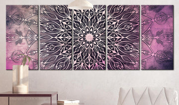 Canvas Print - Center (5 Parts) Narrow Pink