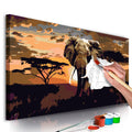 DIY canvas painting - Elephant in Africa (Brown Colours)