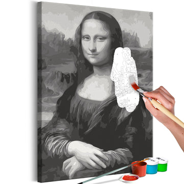 DIY canvas painting - Black and White Mona Lisa