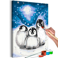 DIY canvas painting - Three Penguins