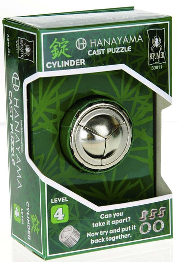 Hanayama Level 4 Cast Metal Brain Teaser Puzzle - Cylinder