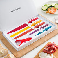 Set of Ceramic Coated Knives with Peeler Knoolvs InnovaGoods 6 Pieces