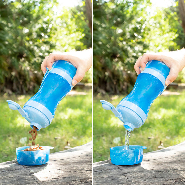 2-in-1 bottle with water and food containers for pets Pettap InnovaGoods