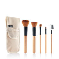 Set of Wooden Make-up Brushes with Carry Case Miset InnovaGoods 5 Units